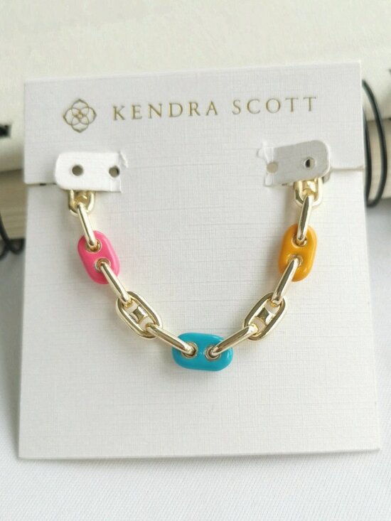 Kendra Scott Jewelry - Kendra Scott Bailey Rainbow Multi Mix Gold Chain Bracelet NEW